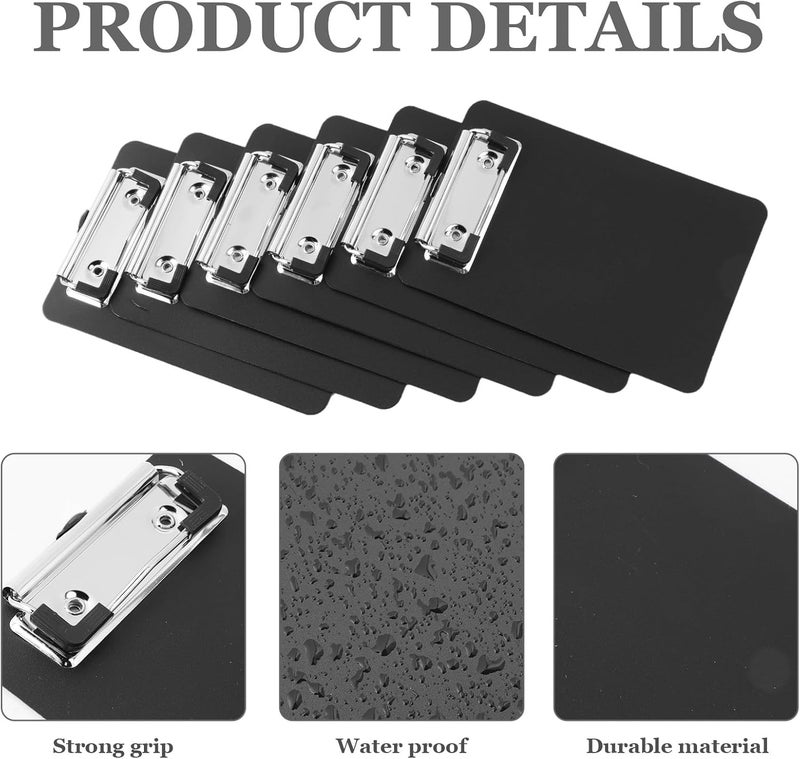 YONHTUTU 6 Pack Small Clipboards, Black Mini Clipboards 4x6, Plastic A6 Size Black Clipboard, Mini Clipboard with Retaining Clips, Memo Notepads Pocket Size for Classroom Restaurants Office Appreciation Gifts - Image 3